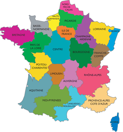 La carte de France et ses régions
