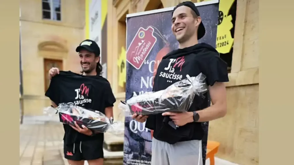 Arrivée à Morteau pour Arthur Meunier et Hugo Salembier après avoir relevé le défi du Trail des saucisses