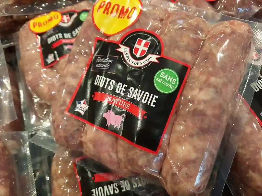 Diots de Savoie, nature, dans le rayon charcuterie